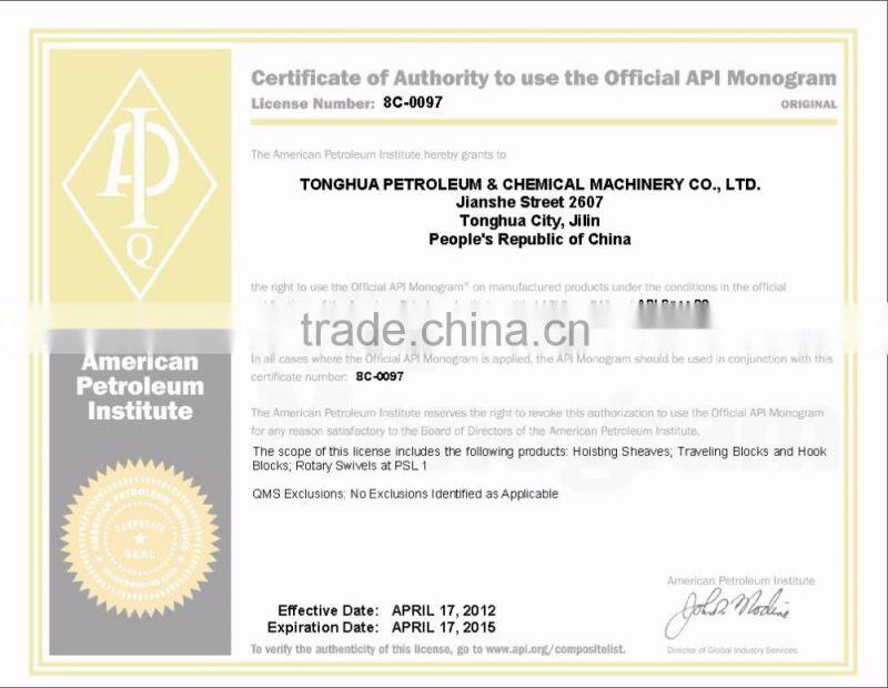 YC315 drilling rig traveling block for oil drilling rig