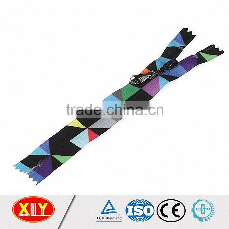fancy branded shirt zipper , colorful printed nylon zipper