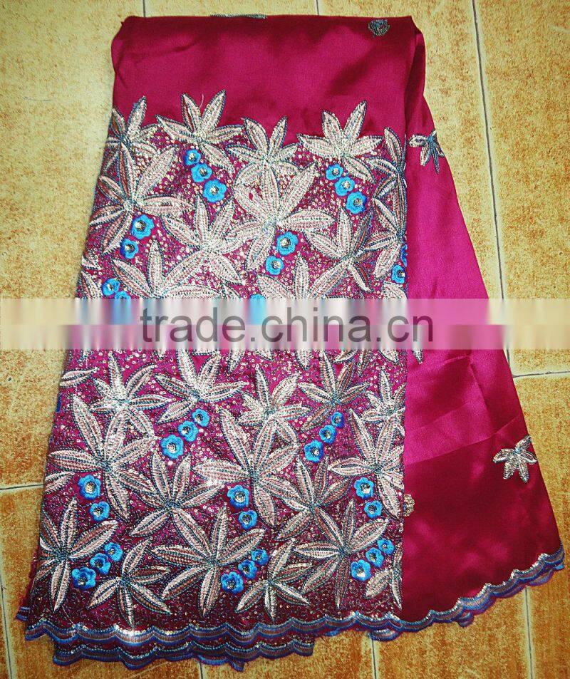 Royal blue big heavy embroidery super design george lace fabrics wholesale