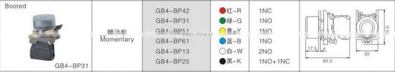 GB4-BP31 CNGAD GB4 serise green booted switch push button