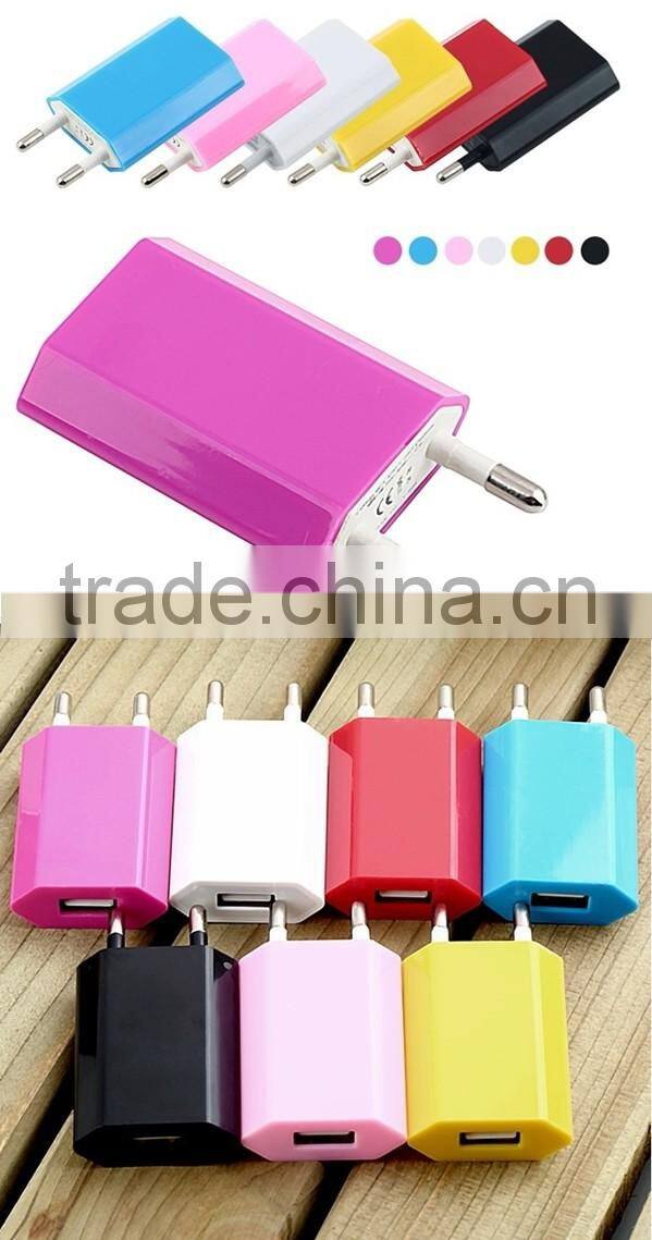 CE ROSH Colorful EU/US/UK Plug AC Power Adapter wall USB car mobile phone smart IC charger for iphone android tablet