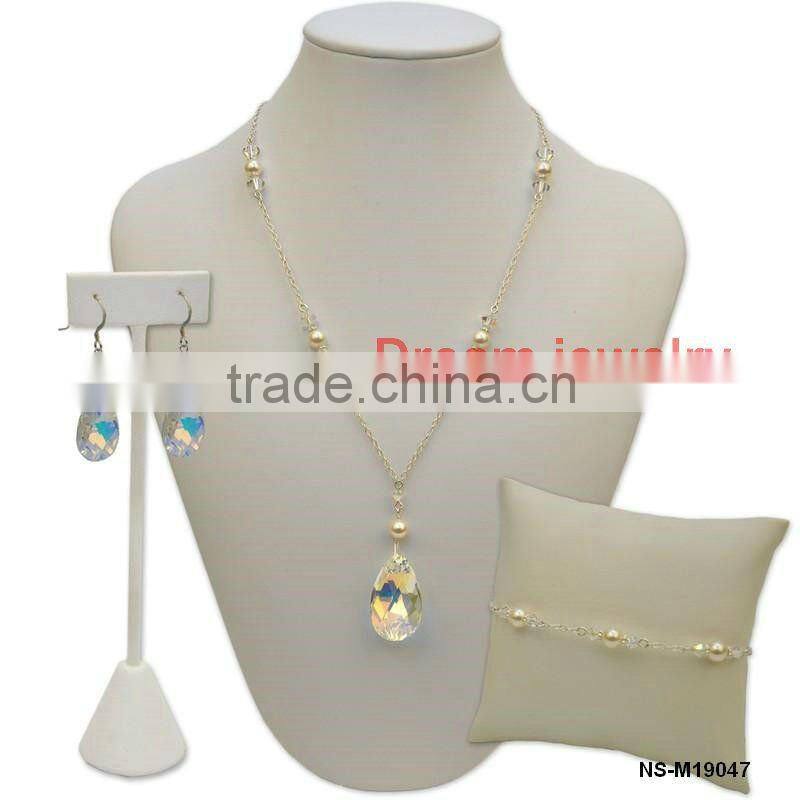 wholesale fashion blue crystal necklace set