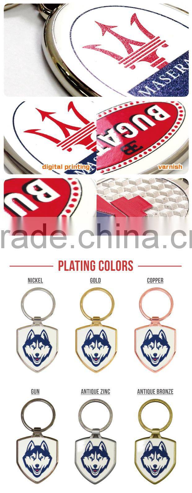 Promotional low price custom picture printing silver/gold key chain rings