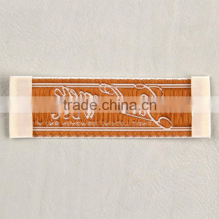 Free design custom light brown thread woven tag for women's garments