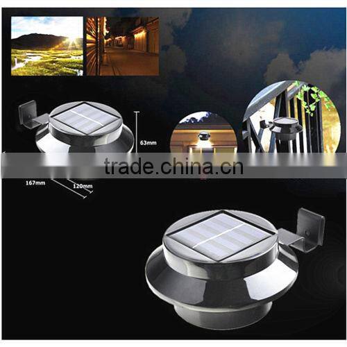 NEW 3 LED Solar Powered Outdoor Garden Yard Wall Pathway Fence Gutter Lamp Light