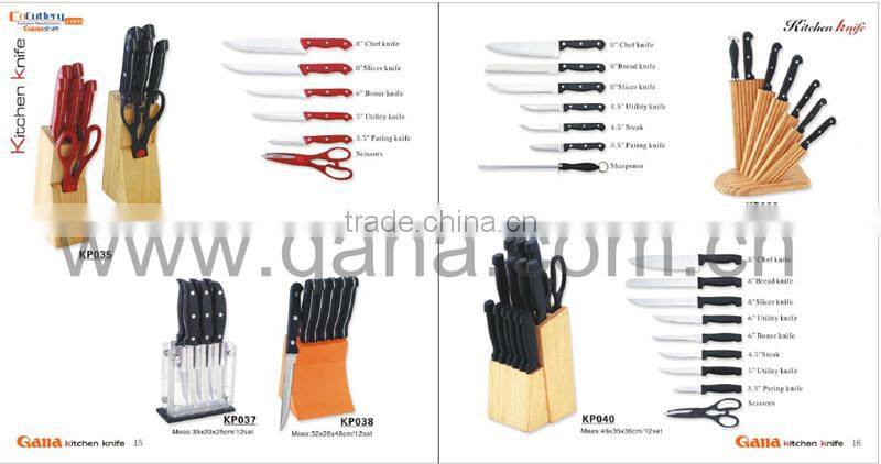 Promotion 5pcs knife set with stand / colorful knife set with non-stick in gift box