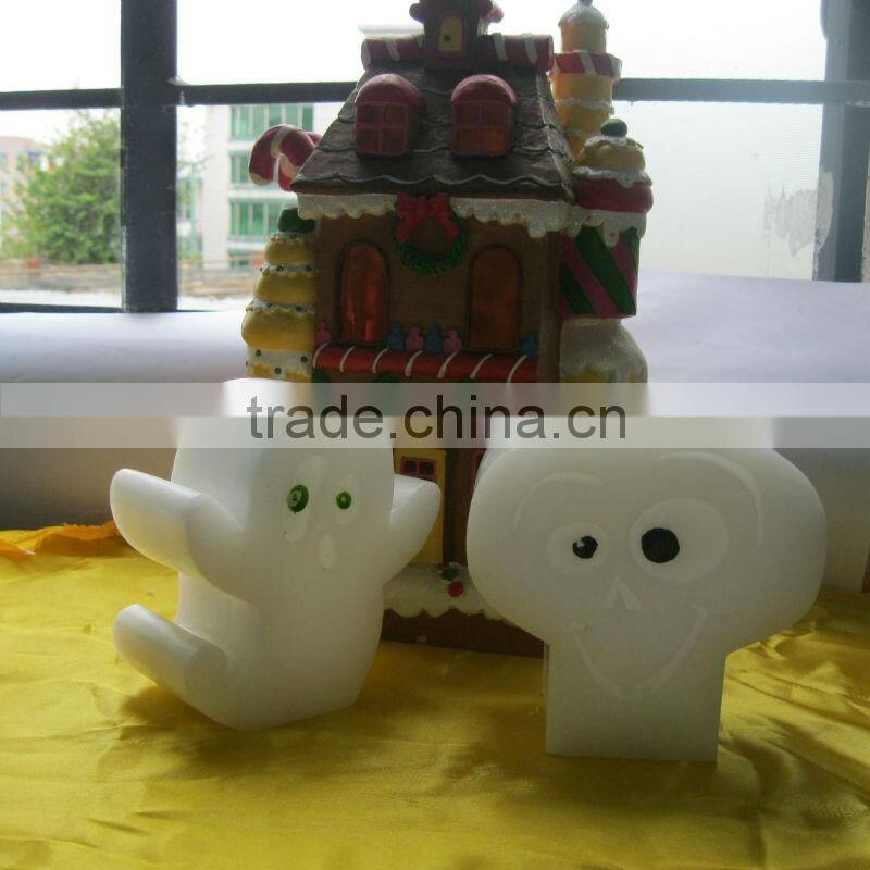 halloween artificial white smile face clock cartoon shaped led candle