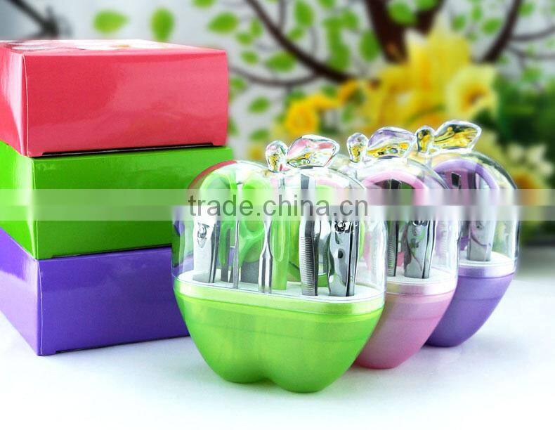 2016 wholesale cheap promotion gift 9pcs/set apple shape manicure set