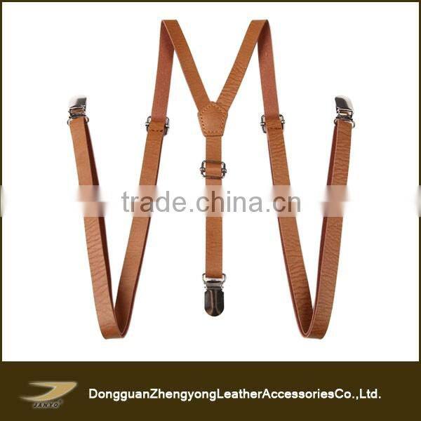 New design skinny men genuine leather suspender