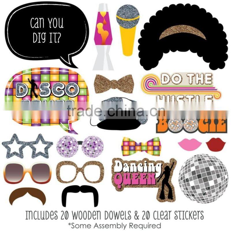 Pink Mustache Bash - Piece Photo Booth Props Kit - 20 Count