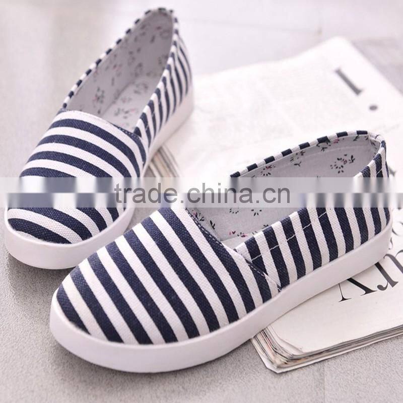 2016 women latest stripe canvas leisure shoe