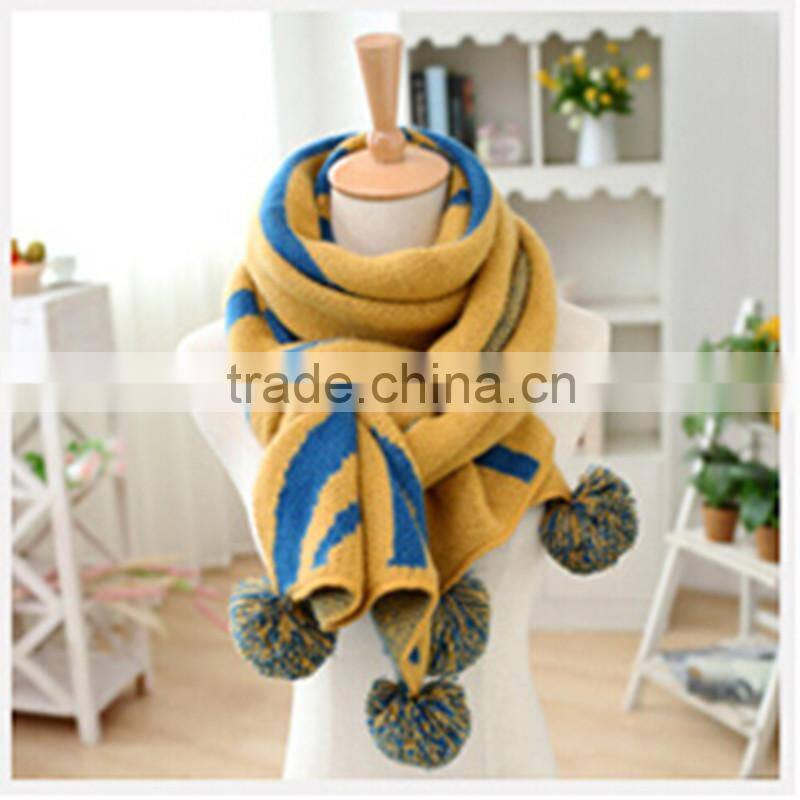 100% acrylic chunky women scarf double knitted scarf