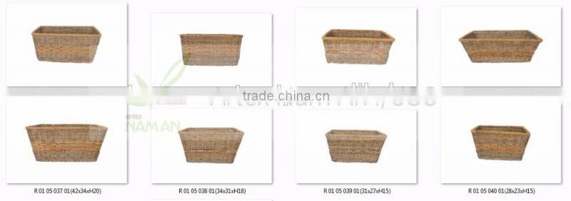 Set of three Rectangular rattan storage baskets Artex Nam An