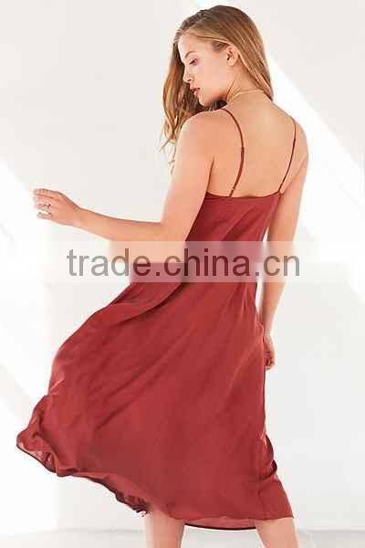 2016 red sexy dress for ladies with strappy front party midi dress
