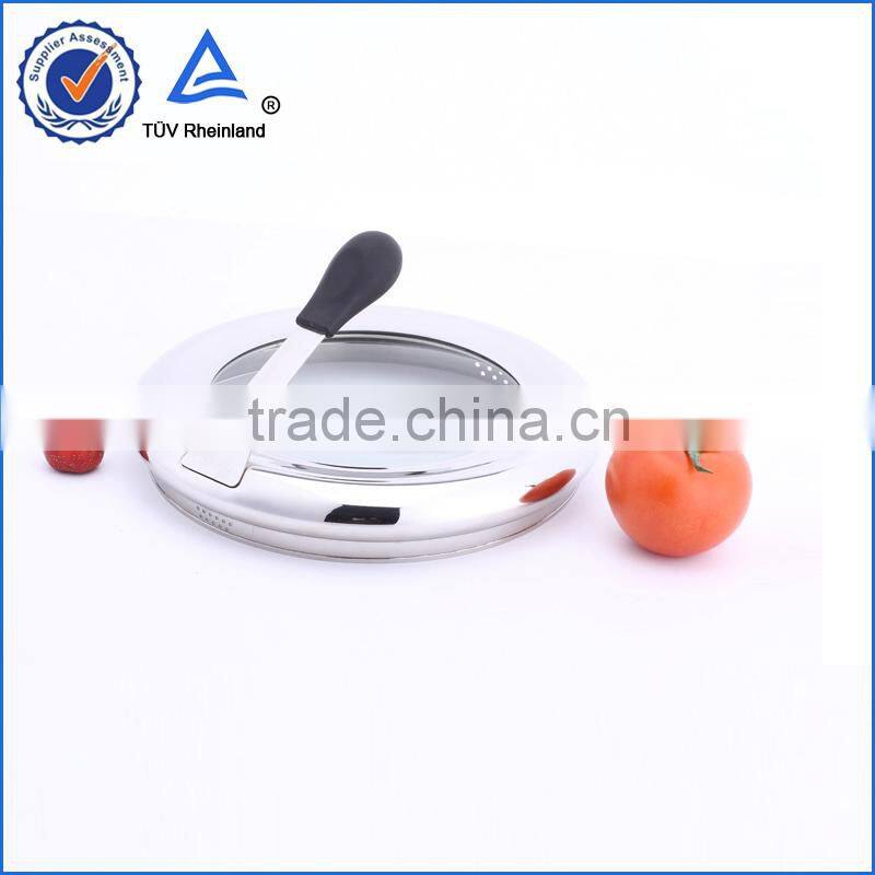 New design universal half stainless half glass pot lid