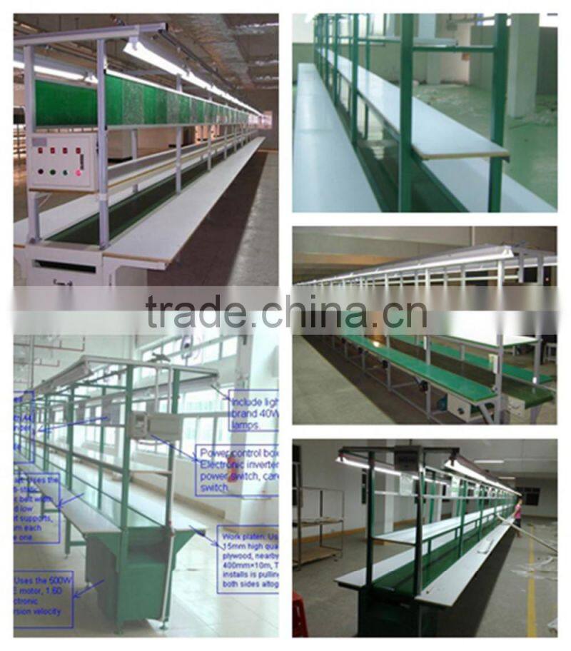 Assembly Line Working Tables Single Belt Conveyor Assembly Line with Flourescent Lamp