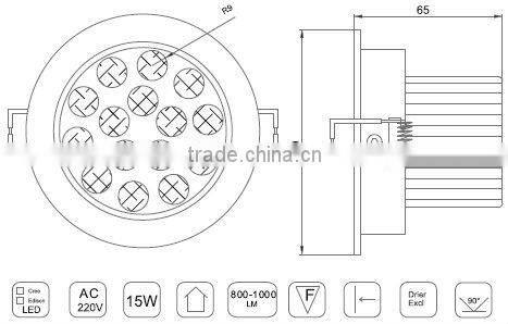 Novelty 15W LED up down light with 800-1000 lm and external power supply