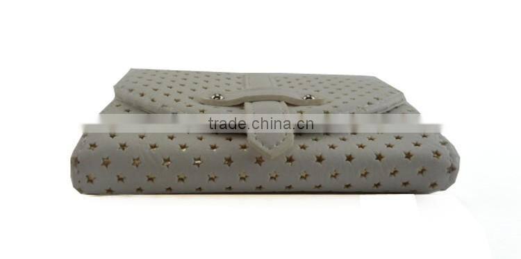 Ladies small fashion purse with craftwork punching star outside little elegance wallets fancy moeny bag