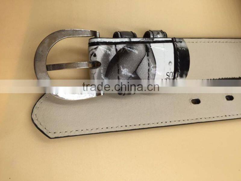 Metal buckle belt crisscross pattern belt for lady