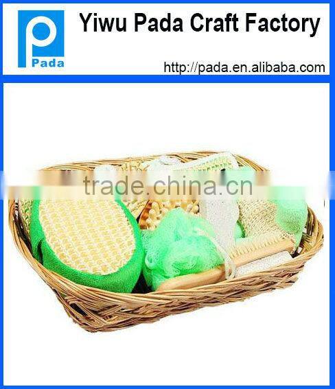 luffa wooden spa bath set in wood basket