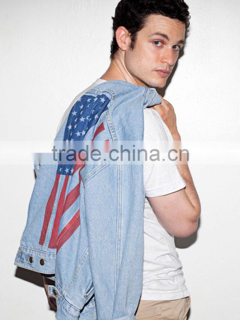 hot sale cool style US flag screen printed denim jackets (JXY025)