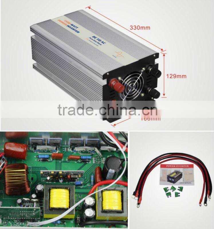 Hot selling pure sine wave dc 12v to ac 220v inverter inverter with battery charger 1500va