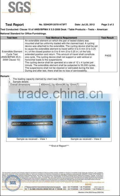 ZY:37MM(1.2*1.0*1.2) 3-Fold Ball Bearing Drawer Slide