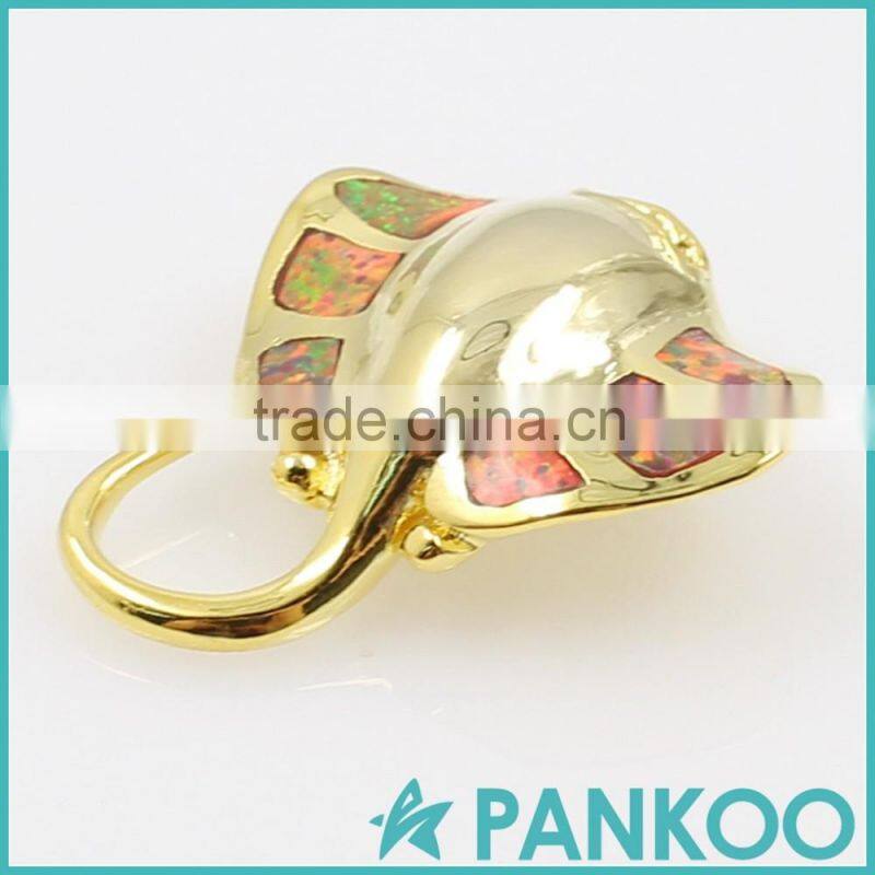 Factory directly elephant design blue drop Opal sterling silver necklace pendant for lady