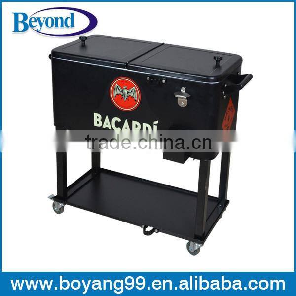 rolling patio metal cooler box