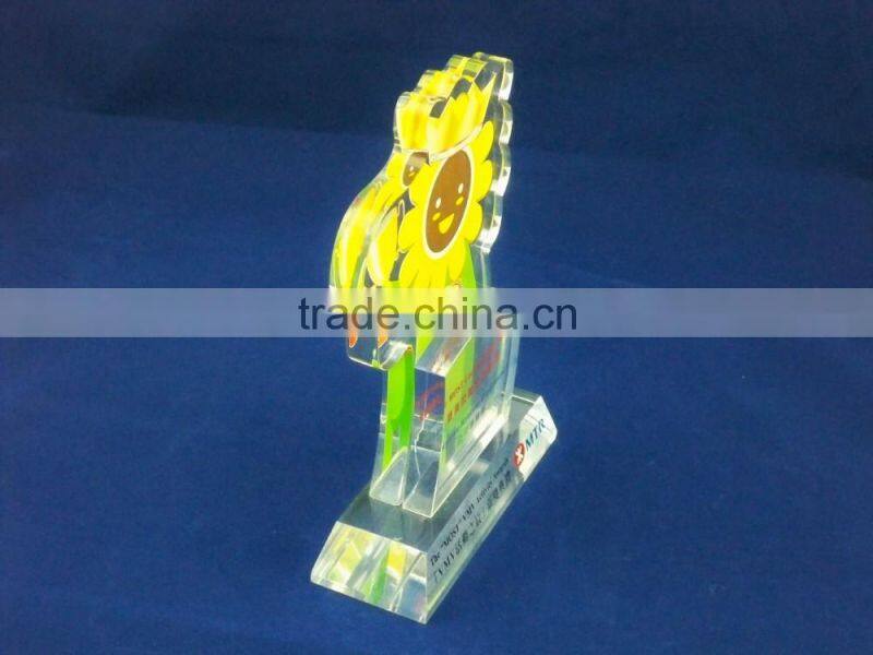 flower shaped Acrylic crystal award trophy