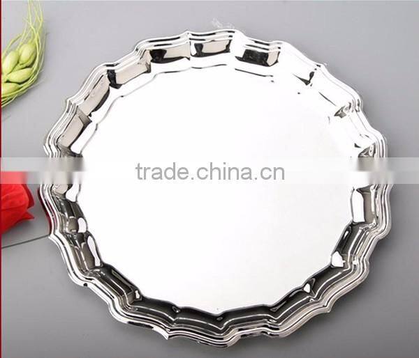 round plate modern design silver platter metal plate Serve up entertaining breakfast collect mails for hotel household