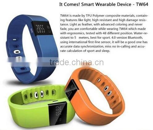 New 2015 Hot sale smartband/ smart wristband/ smart bracelet watch Smart band tw64