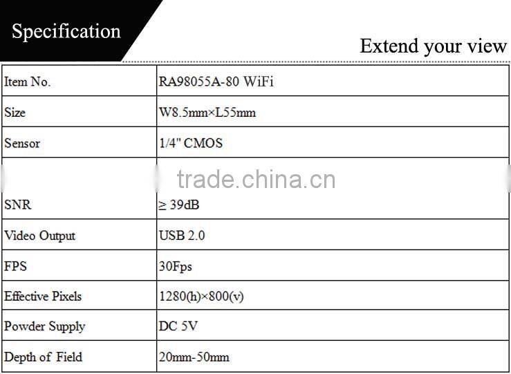1280*800 pixels high resolution camera module with high intensity signal wifi module