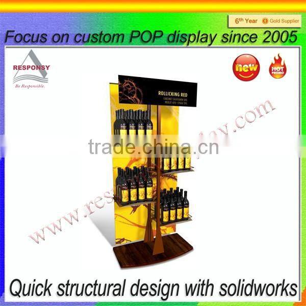 rolling wine floor single sided display stand