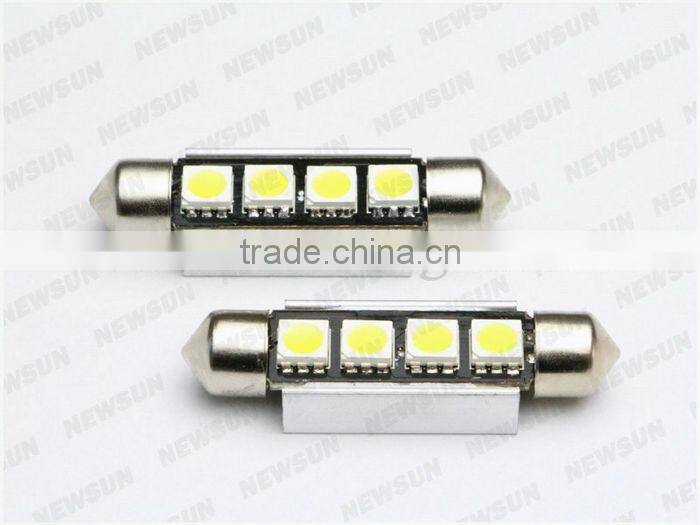 MOQ 20PCS 42mm CANBUS Festoon light 4 LED SMD5050 led dome festoon light white/green/blue/yellow/red Led dome light for Taxi