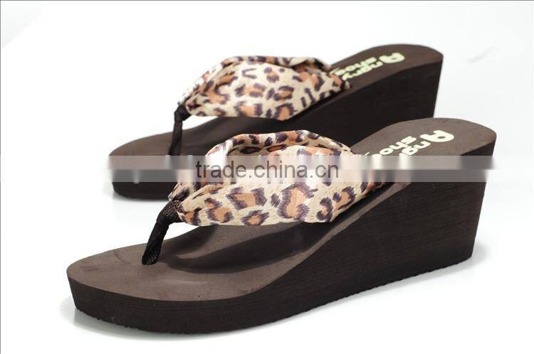 ladies printing sexy satin strap wedge flip flop sandals