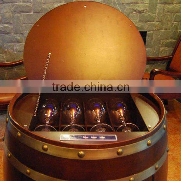 Hot Sale Refrigerated Wine Barrel Cooler, Unique OAK Wood Furniture With OEM Color LOGO