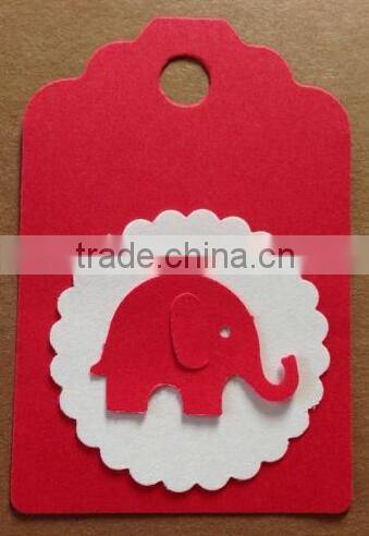 Red & white Paper Hang Tags Baby Shower Party Favor Label Gift Elephant DIY