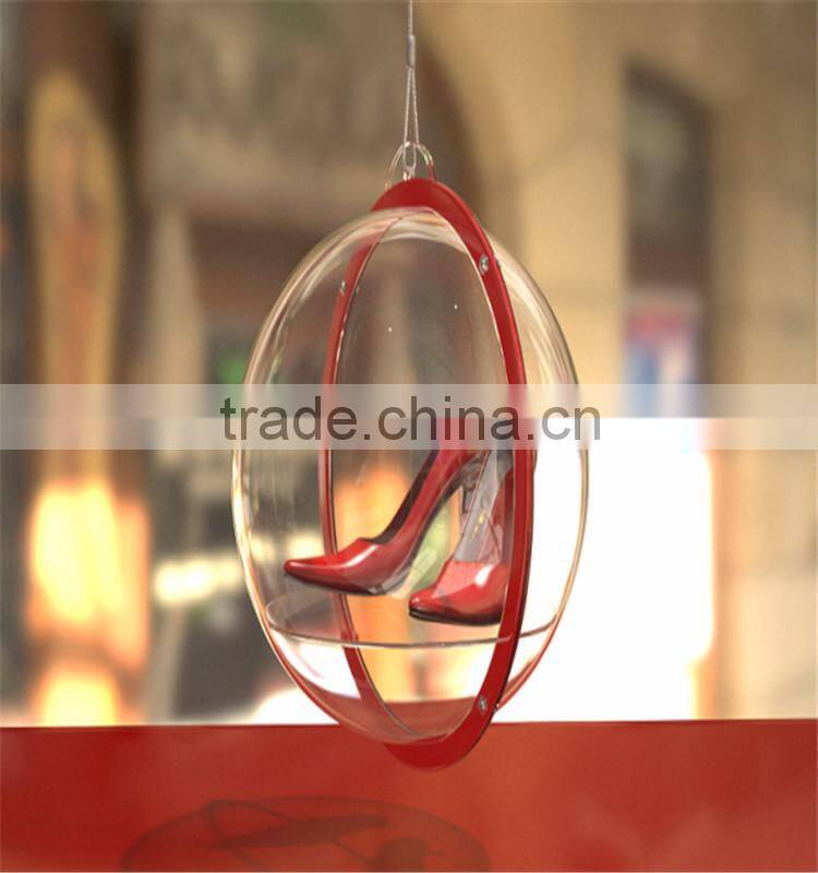 hanging plexiglass sphere for high heels shoes displays