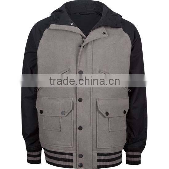 Hooded Varsity Jacket / Hooded Letterman Jacket / Hooded Baseball Jacket grey