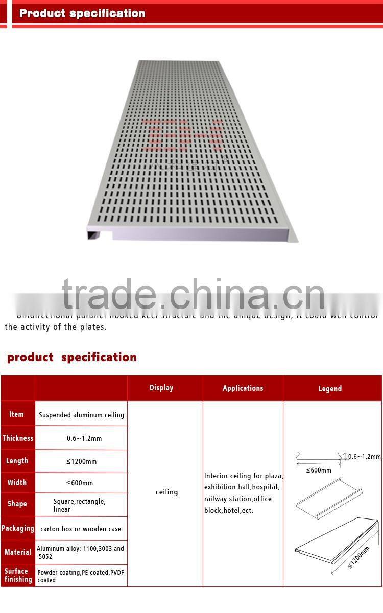 Heat resistant square ceiling aluminum ceiling tile 300x600