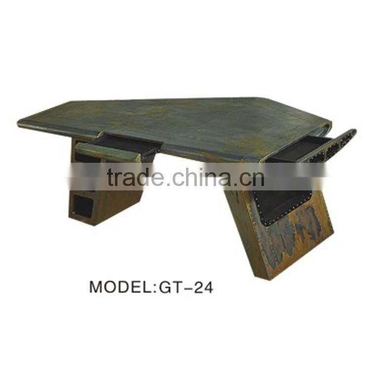 Aluminum Metal Rivets Wing Aviator Desk Vintage Aluminium Desk
