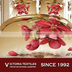 burgundy flower 3d big pattern reactive printed cotton bed linen sets full bedding sets