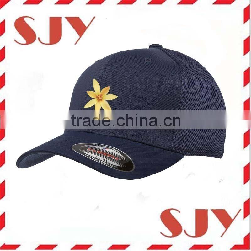 Hot sale mesh baseball cap closed back elastic fitted caps and hats