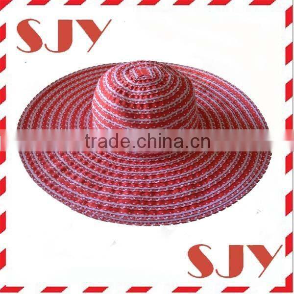 Large wide brim woven paper flowers sombrero straw hat