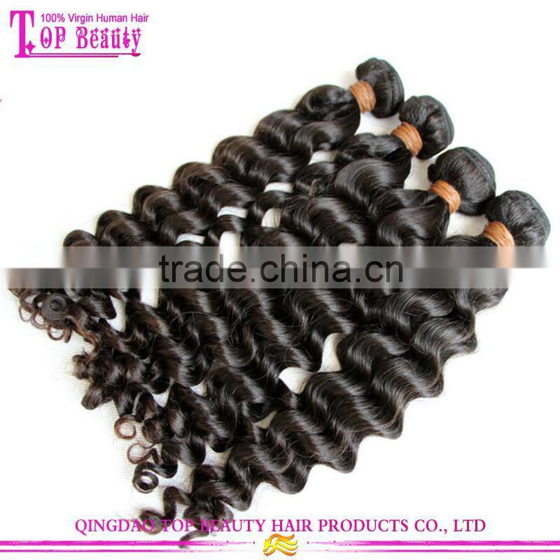 Double drawn 100% virgin real brazilian hair weft cheap deep wave human hair weft