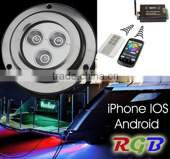 2015 New Smart Wifi iPhone Android Control RGB Colorful Underwater Boat LED Light