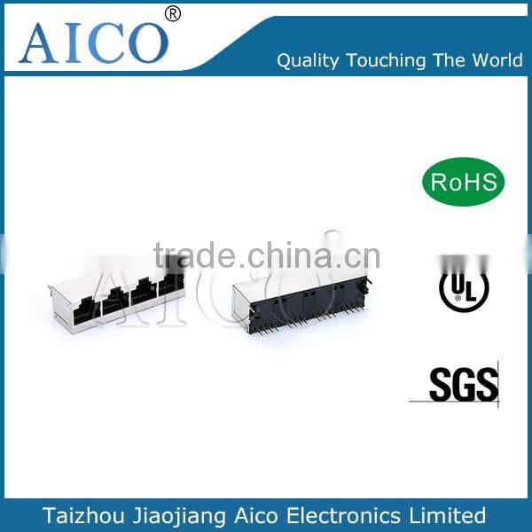 china supplier free sample wholesale shielded 1x4 8P8C 180 degree amp rj45 connectors