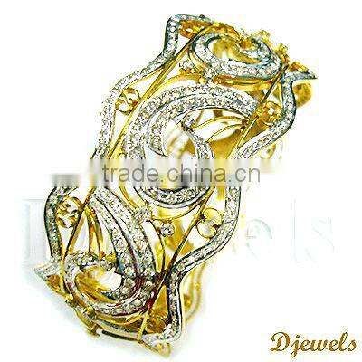 Diamond Bangles, Broad Bangles, Diamond Gold Bangles