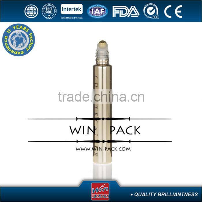 1oz yellow color roller bottle with metal black cap